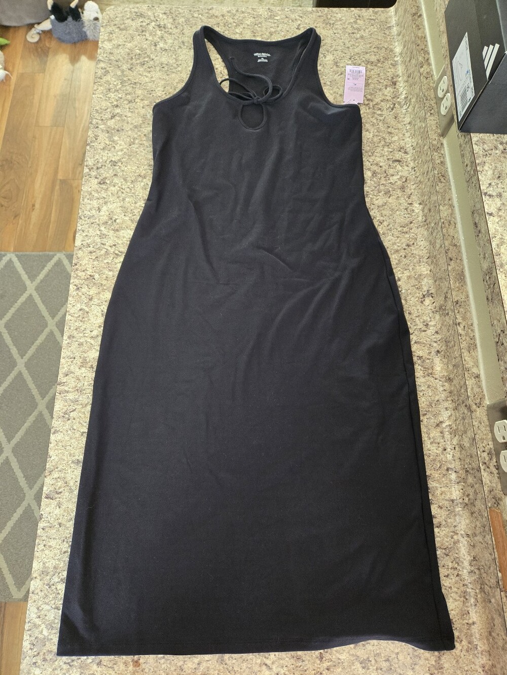 NWT WILD FABLE BUTTER BLISS MIDI DRESS, BLACK, KEYHOLE, XL